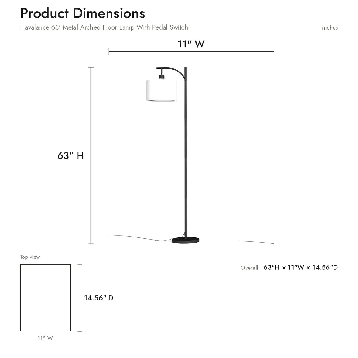 Product dimensions diagram