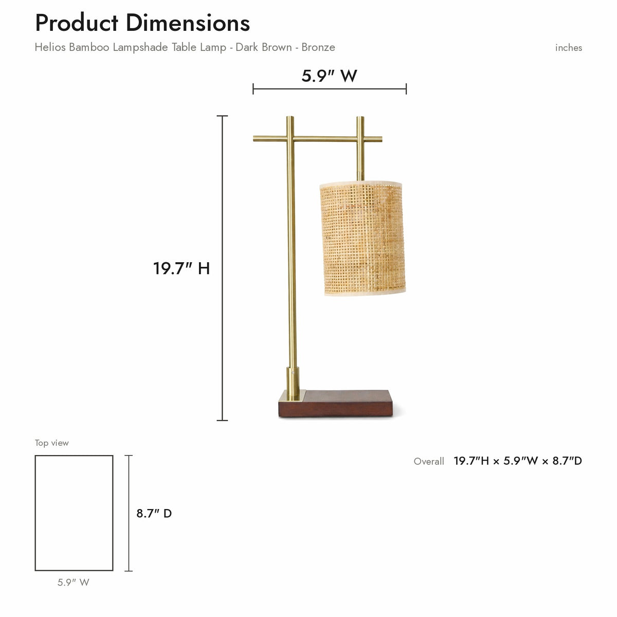 Product dimensions diagram