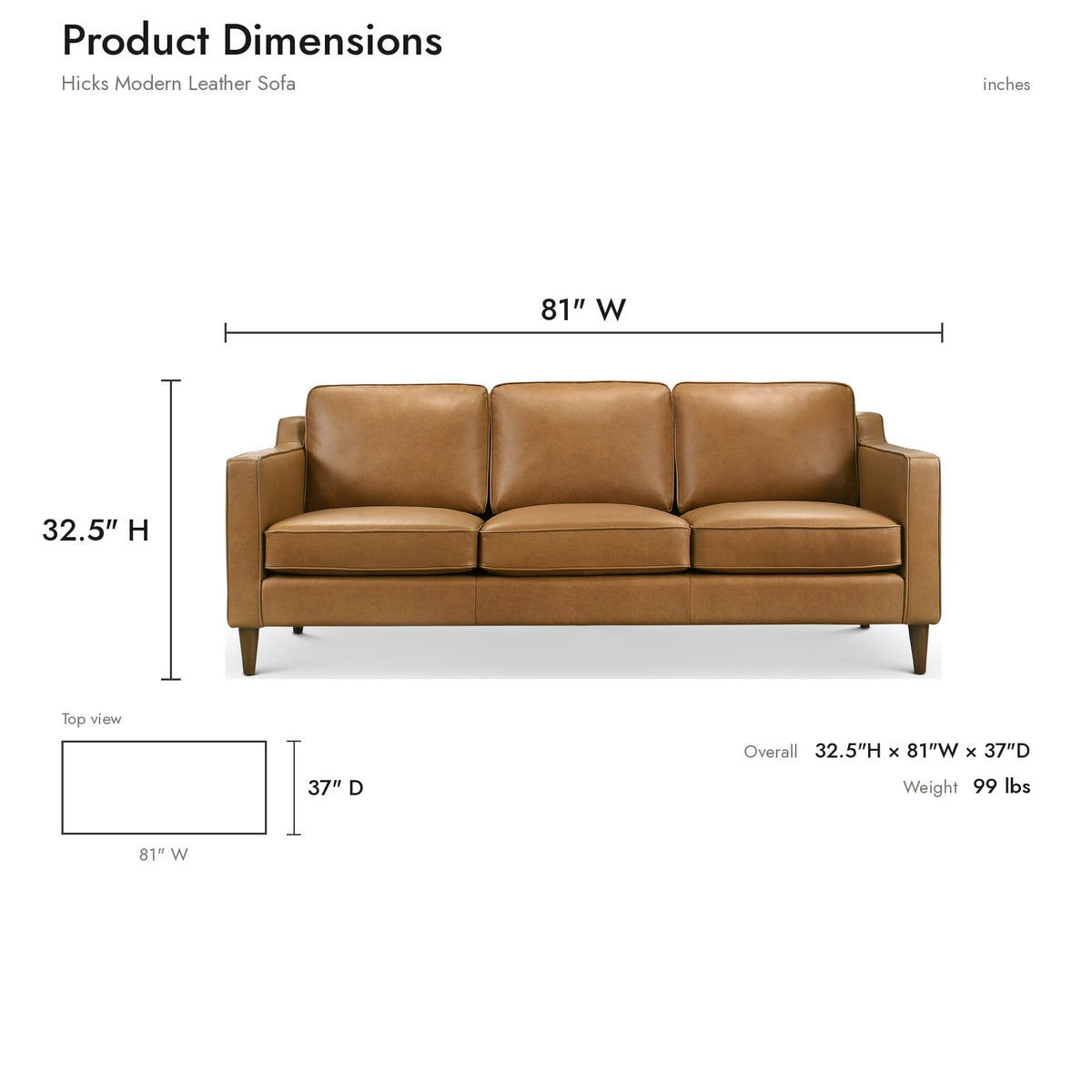 Product dimensions diagram