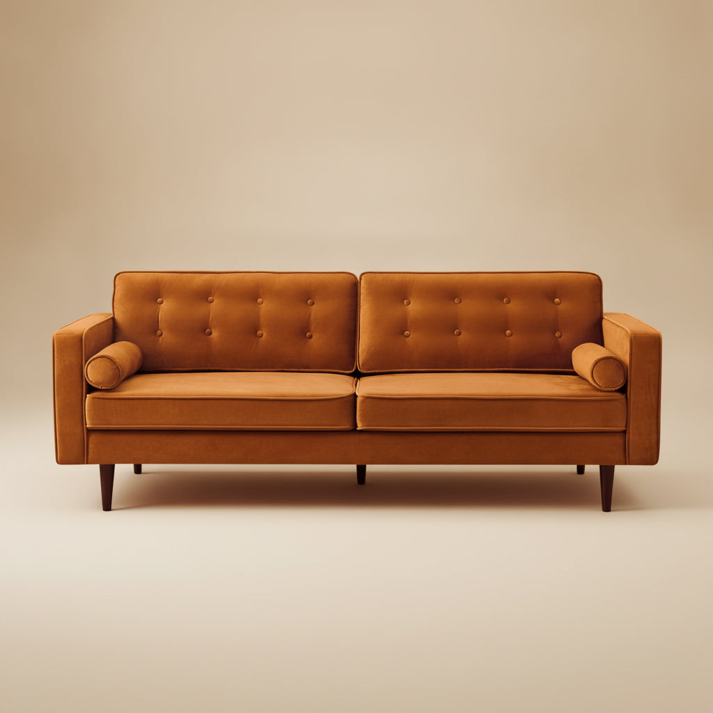 Kirby Burnt Orange Velvet Sofa