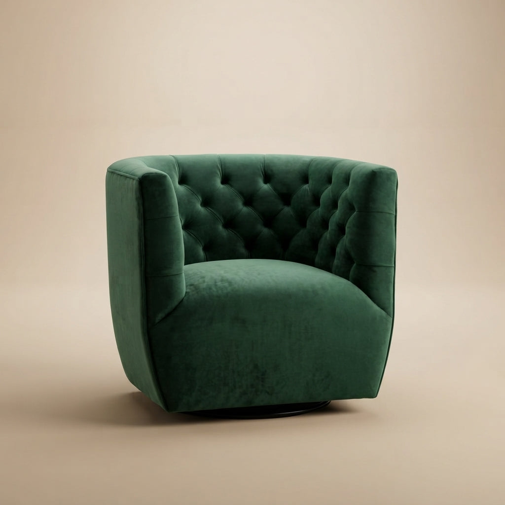 Lotte Forest Green Velvet Swivel Chair