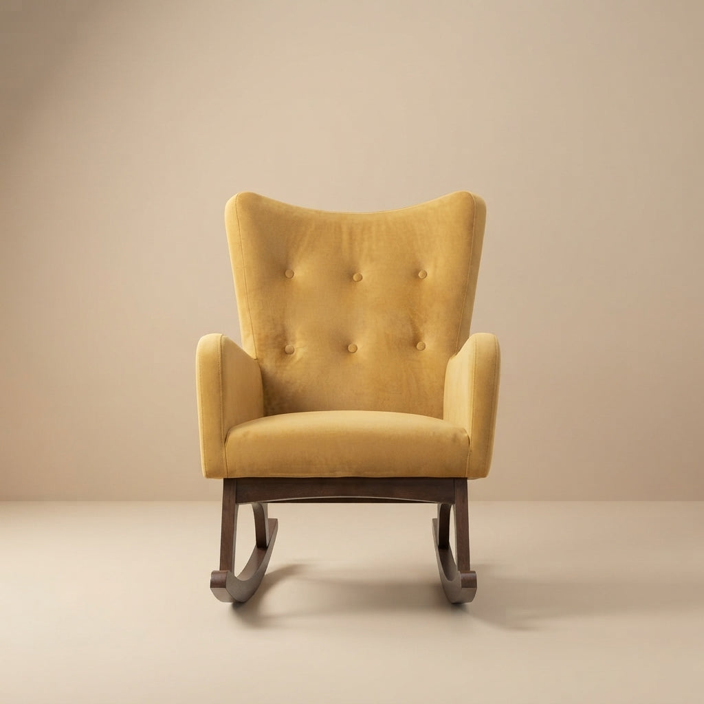 Charlotte Yellow Velvet Rocking Chair