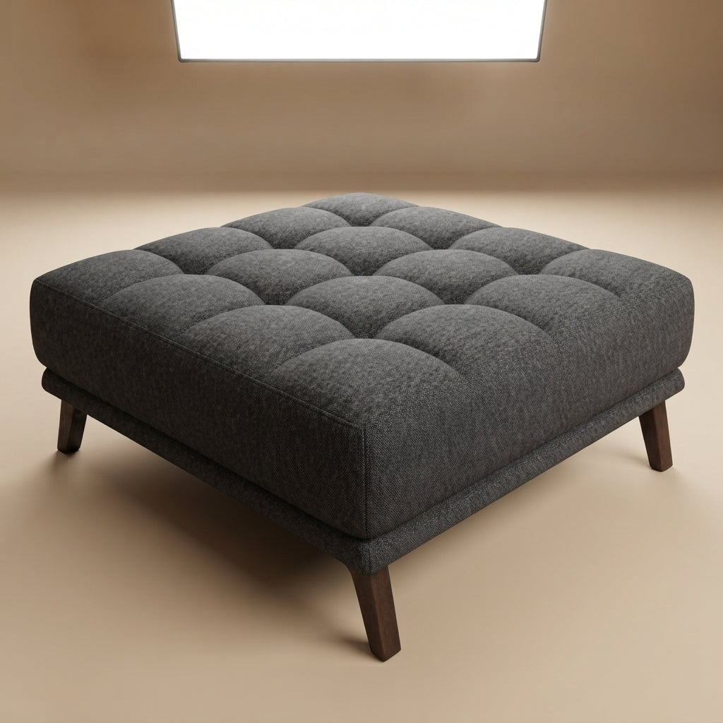 Kano Dark Gray Fabric Ottoman