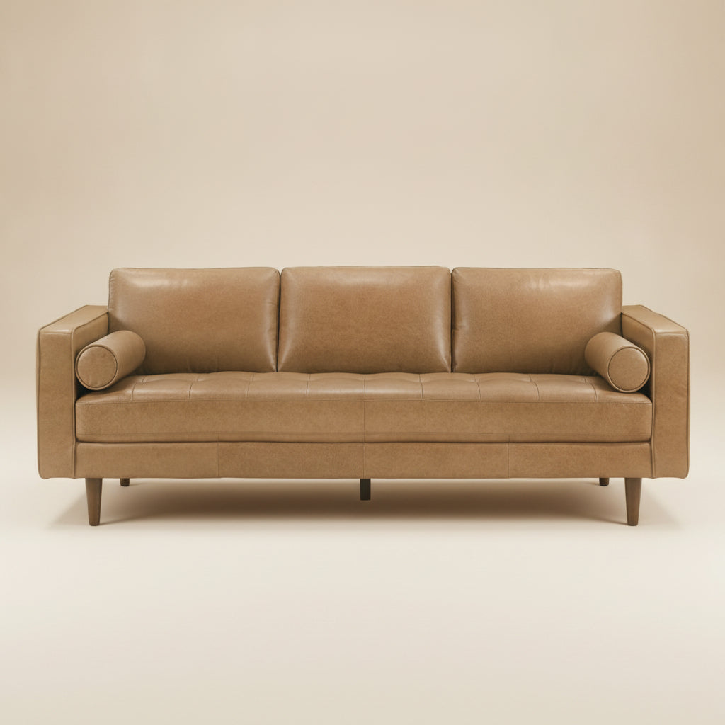 Tessa Genuine Tan Leather Sofa