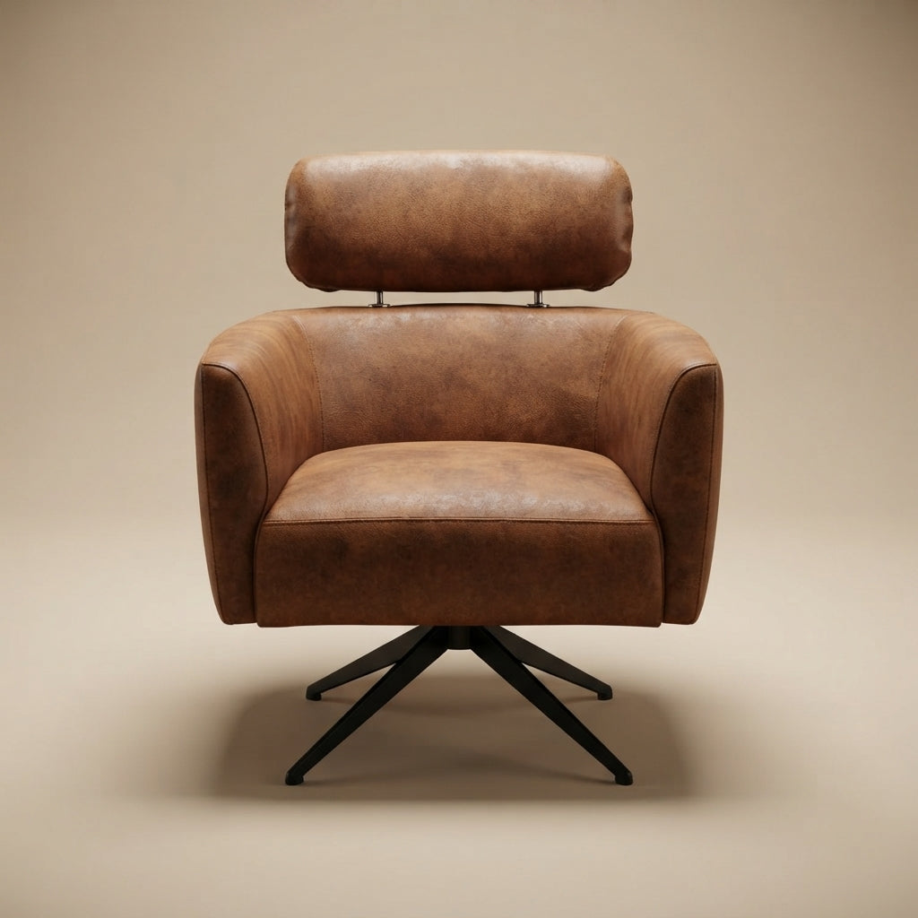 Megan Tan Leather Swivel Lounge Chair