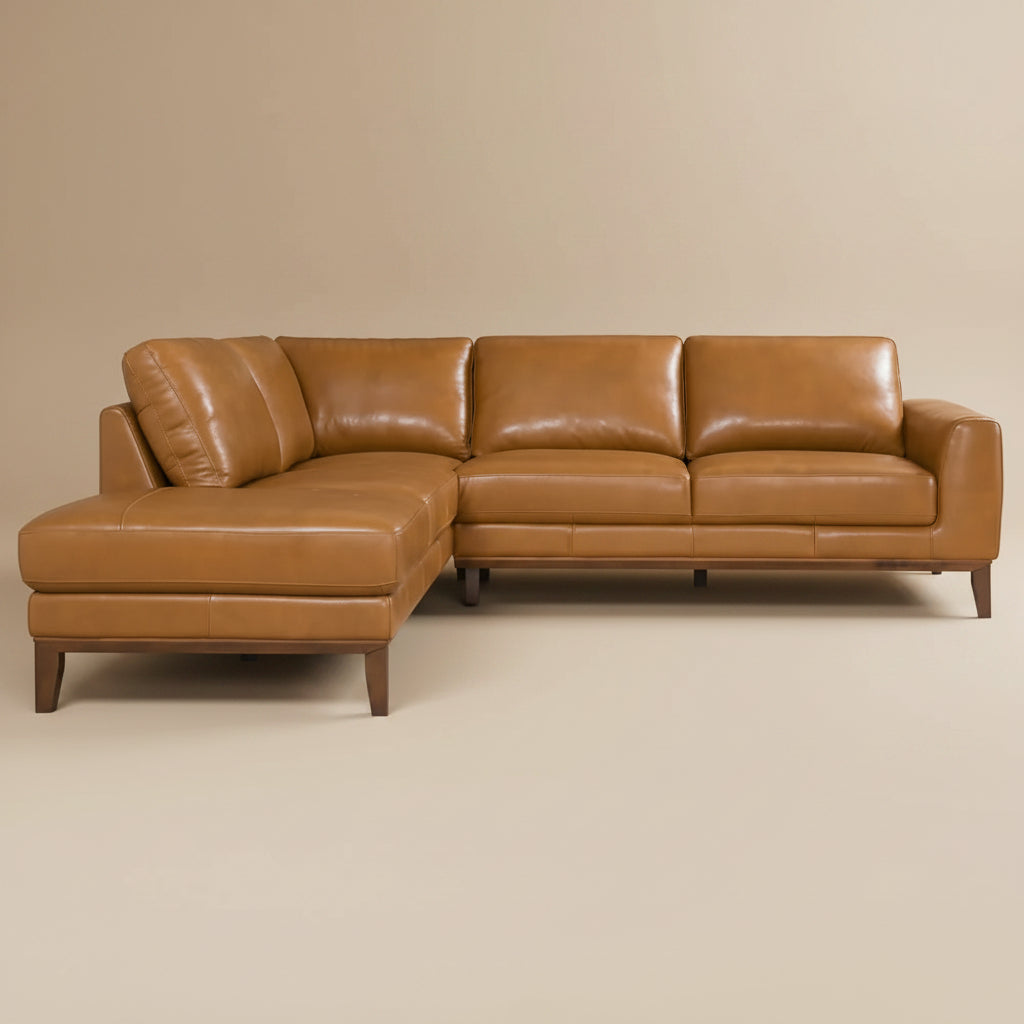 Mayfair Tan Leather Left Sectional Sofa
