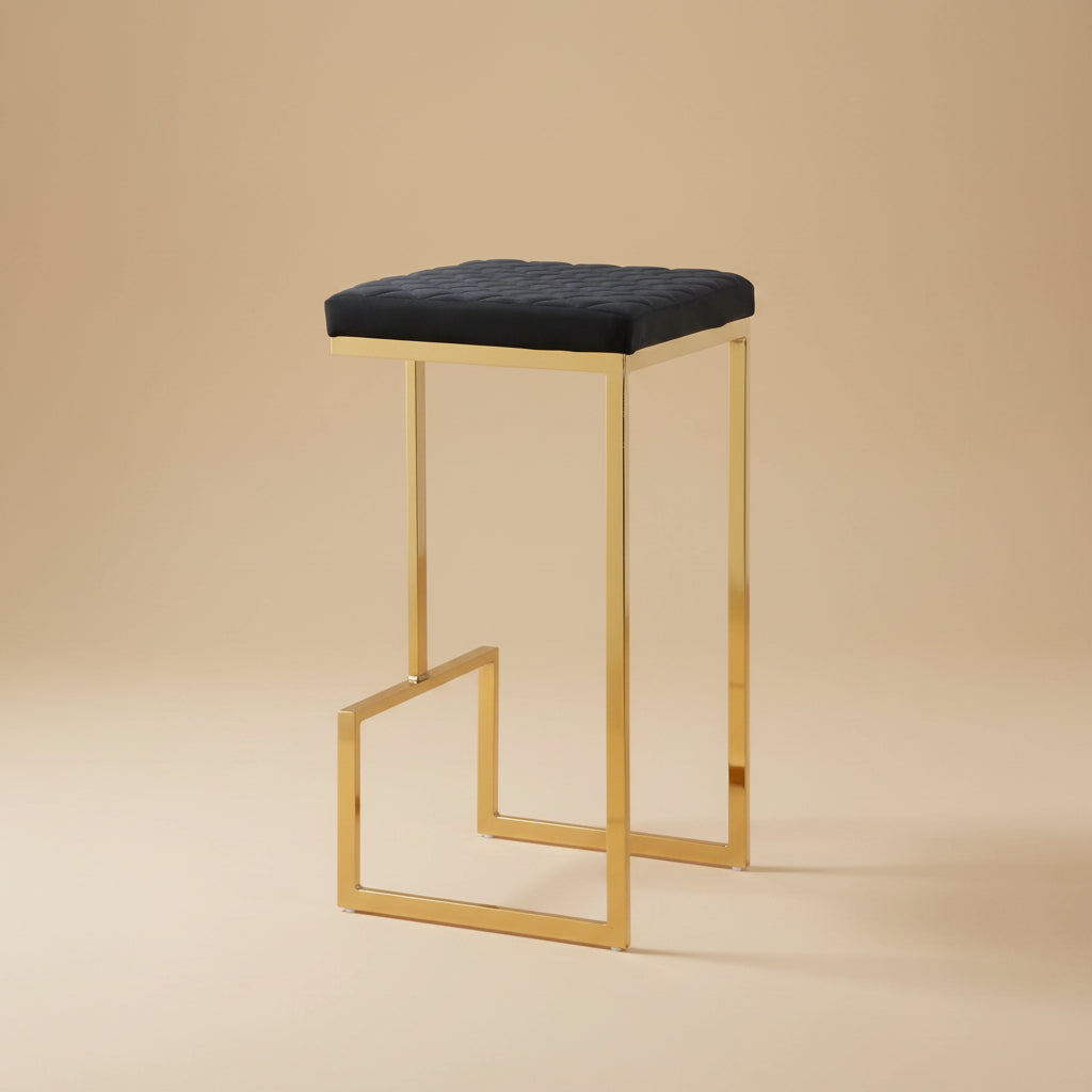Felicia Black Velvet Bar Stool