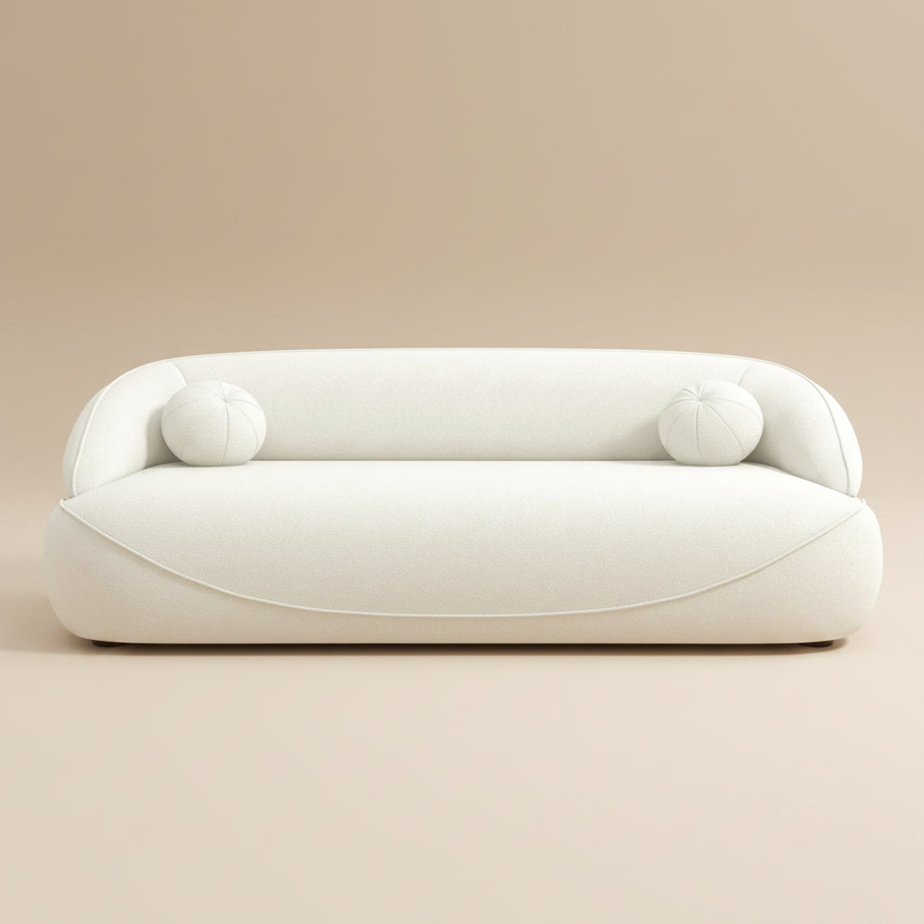 Brody White Boucle Fabric Sofa