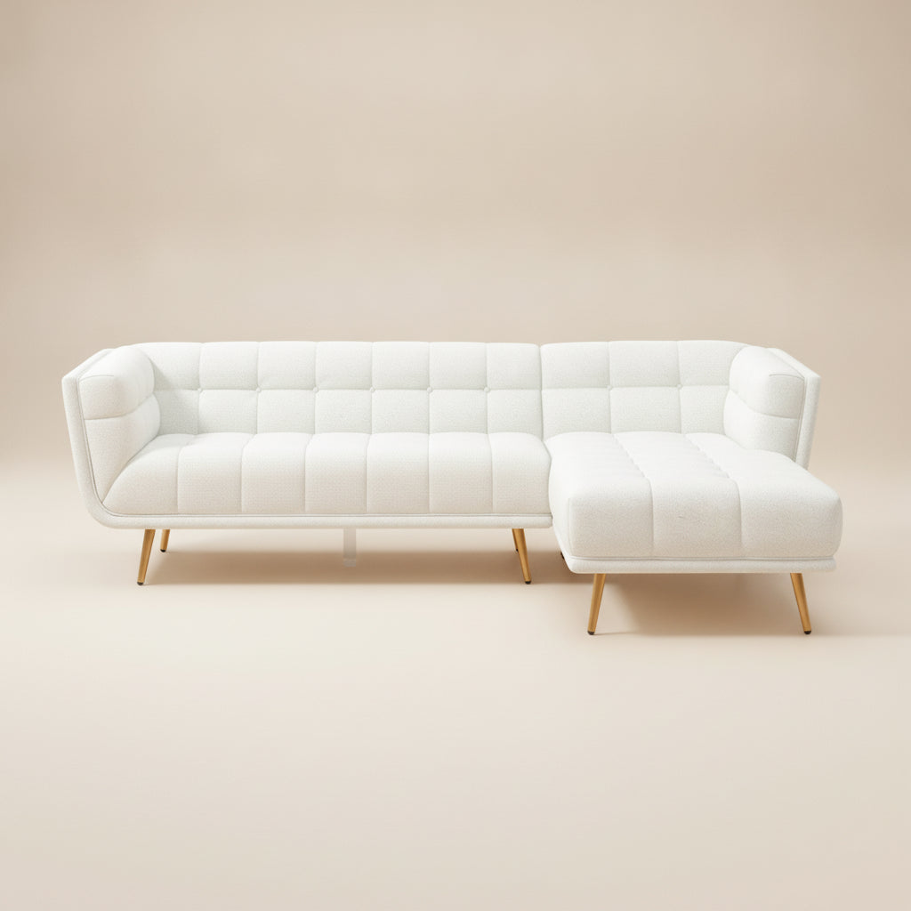 Kano L Shape Sectional Cream Boucle Sofa Right Facing Chaise