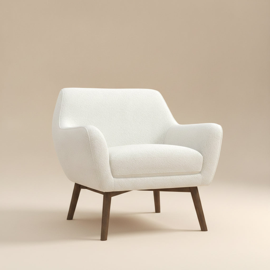 Penny White Boucle Lounge Chair