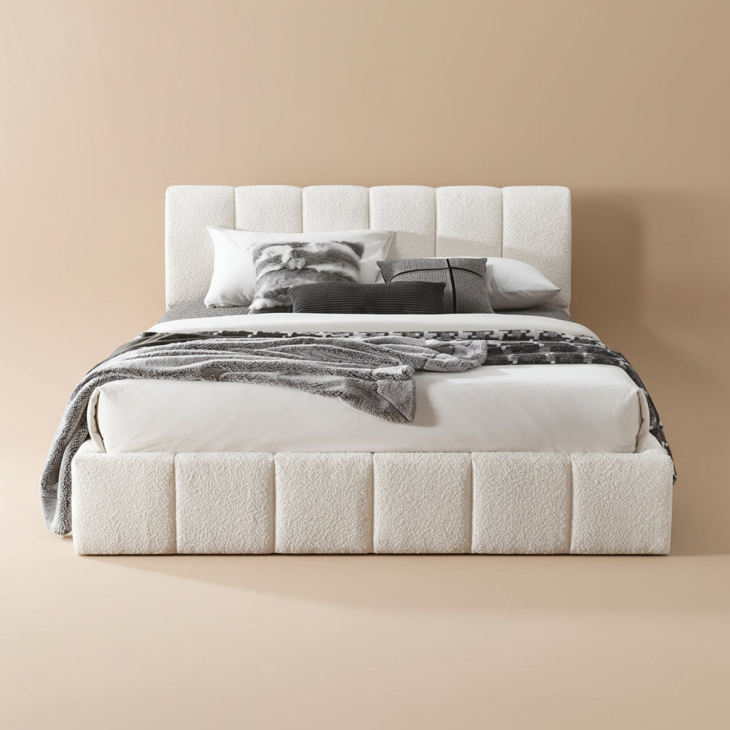 Pearce White Boucle King Bed