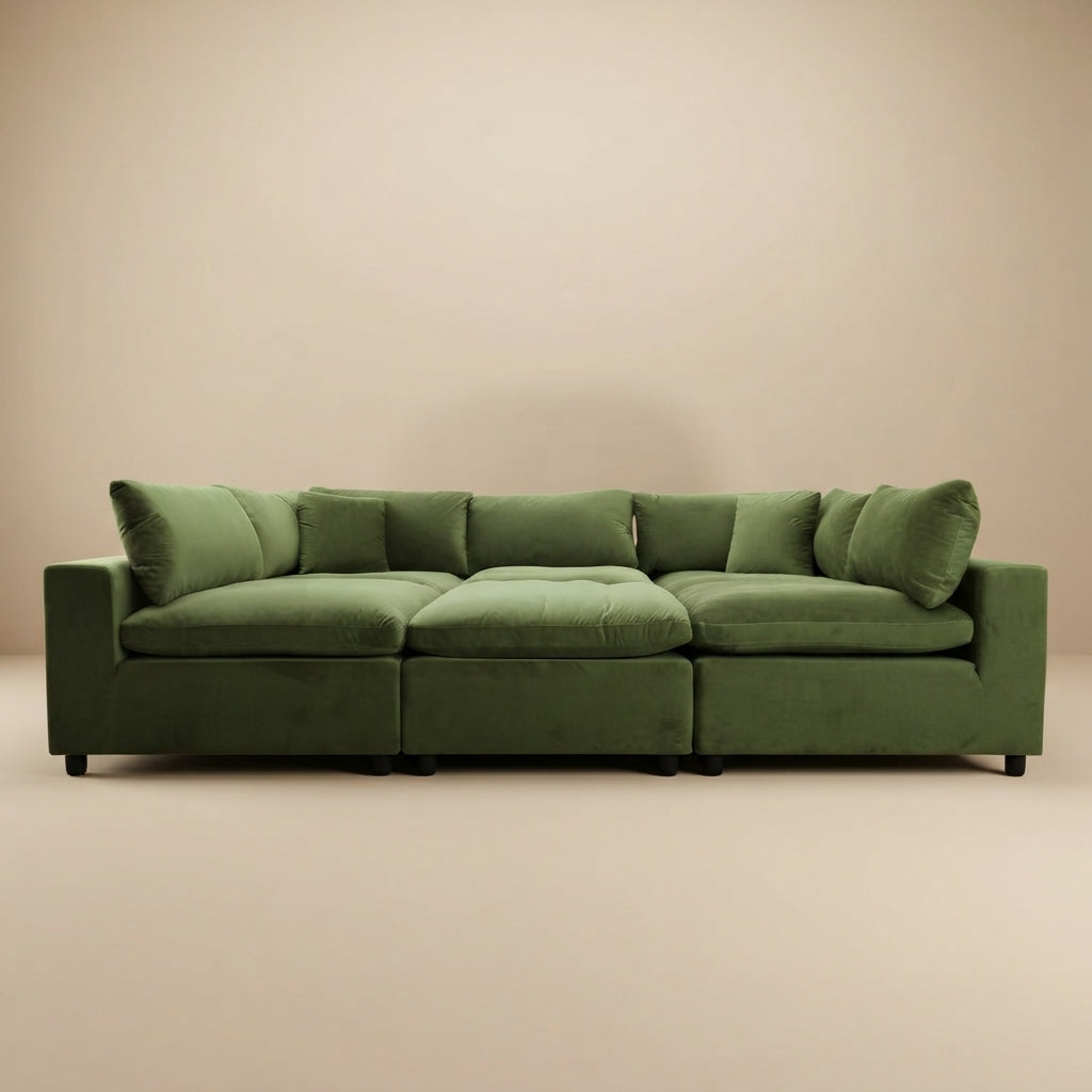 Laurel Olive Green Velvet Modular Sofa