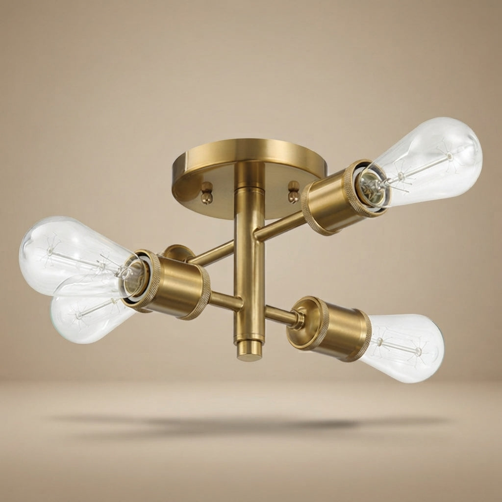 Ephemeral Four Lights Semi Flush Mount Retro Hallway Ceiling Pendant