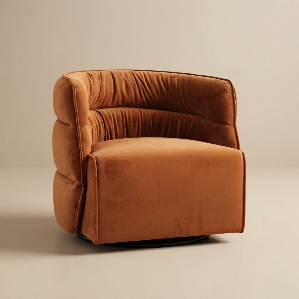 Shamrock Swivel Chair - Burnt Orange Velvet