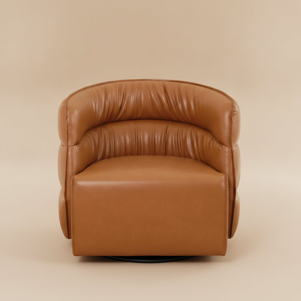 Shamrock Swivel Chair - Tan Vegan Leather