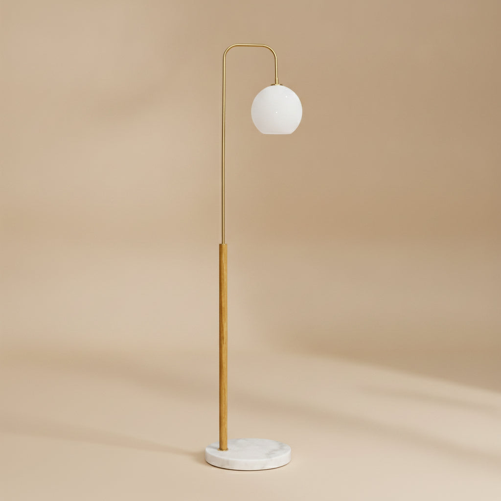 Icarus White Lampshade Floor Lamp - White