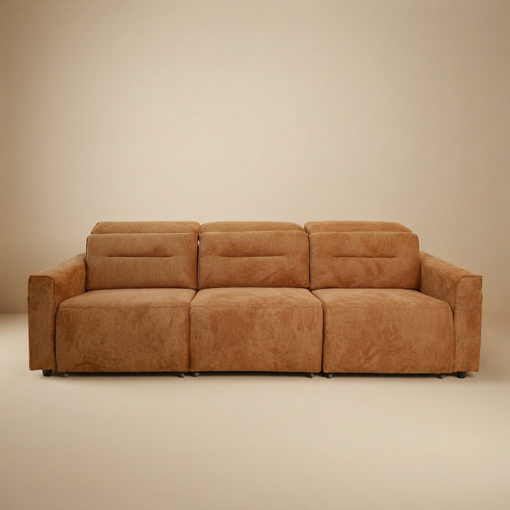 Archie Burnt Orange Fabric Power Slider Sofa