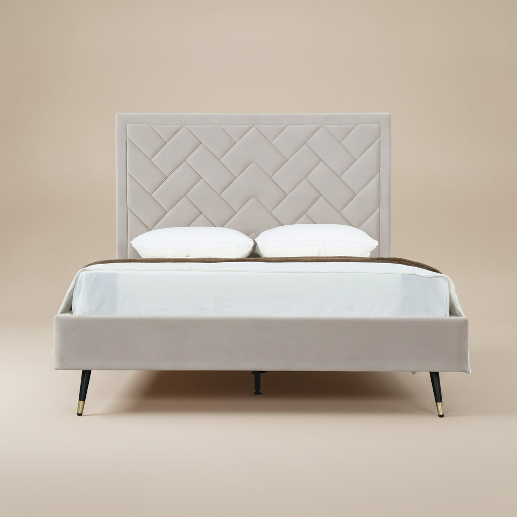 Crosby Queen-Size Bed in Greige