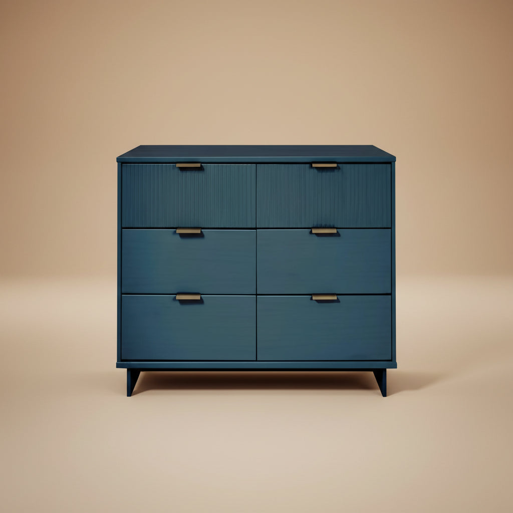Granville 55" Modern Midnight Blue Double Wide 6 Drawer Dresser