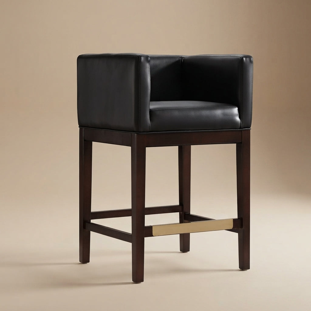 Kingsley Counter Stool with Backrest - Black