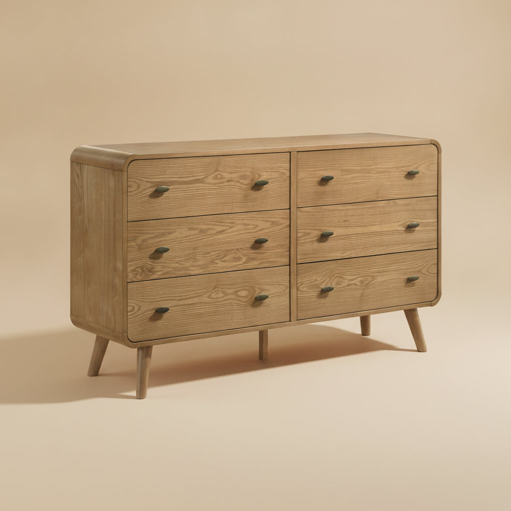 Robyn 6-drawer Bedroom Dresser and Mirror Light Ash