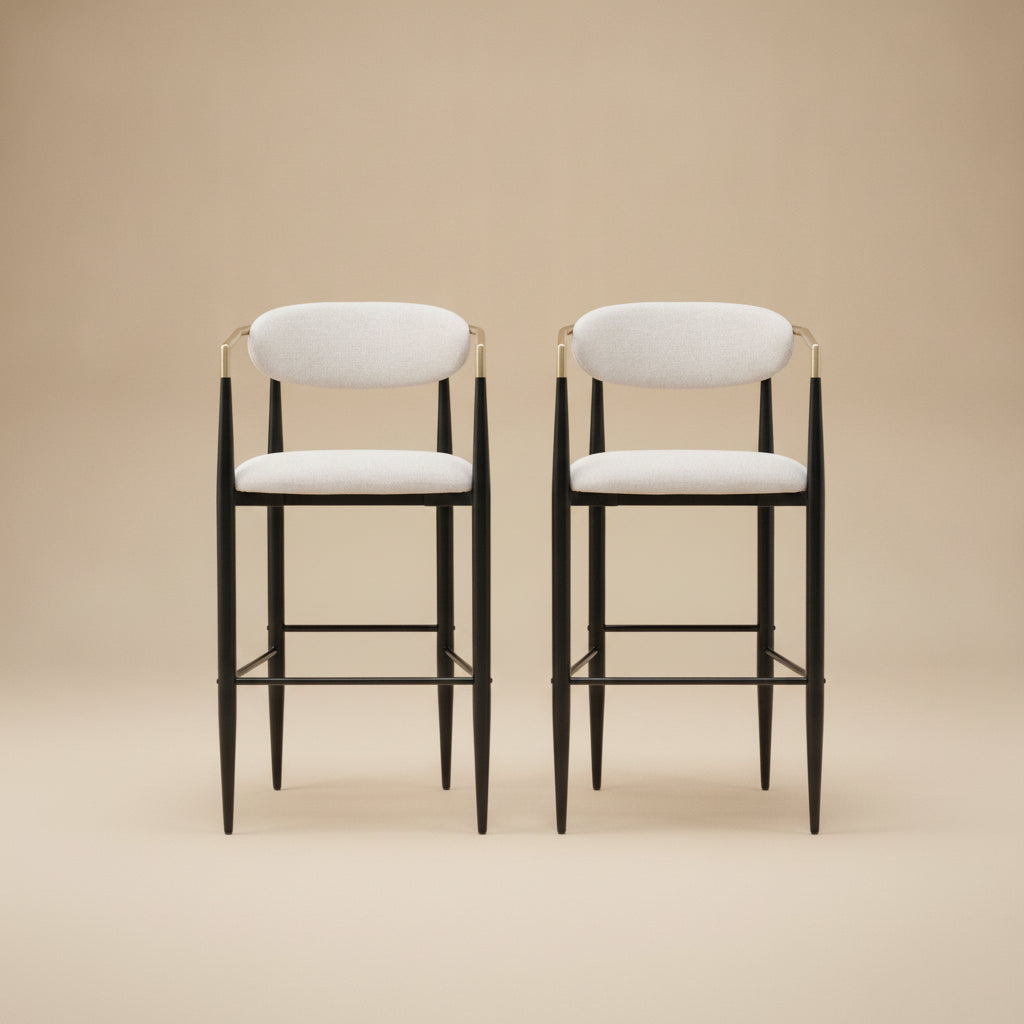Tina Beige Fabric Upholstered Bar Chair (Set of 2)