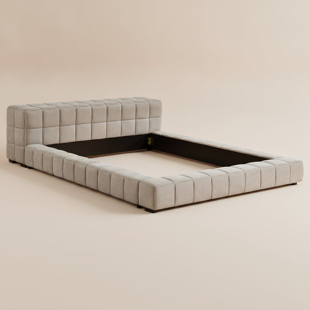Trinity Upholstered Full Size Platform Bed Light Taupe
