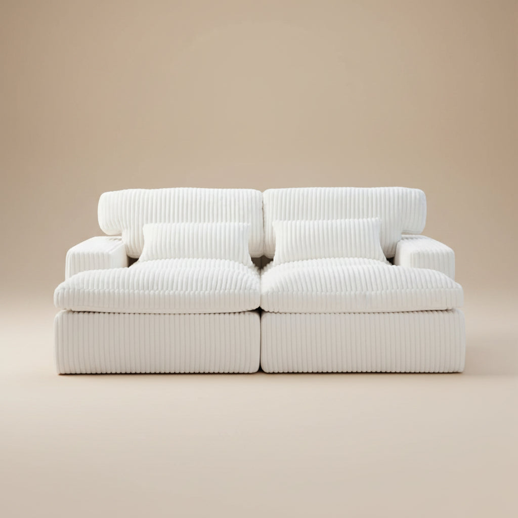 Erwin Double Chaise Modular Sectional Sofa with Corduroy Upholstery