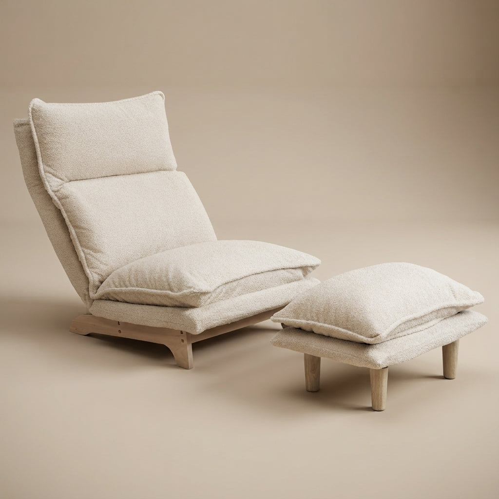 Sadem Foldable Metal Frame - Beige Reclining Single Lounge Chair