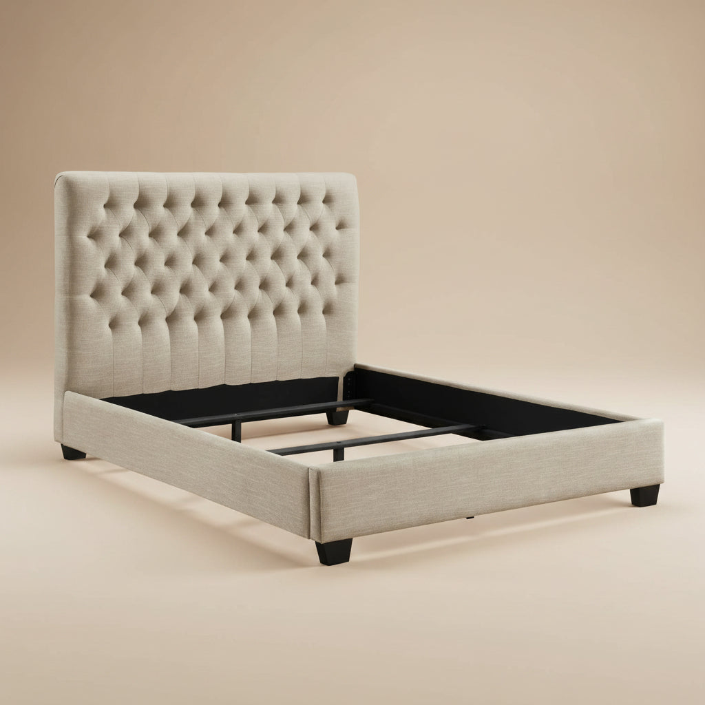 Chloe Upholstered Full Panel Bed Oatmeal