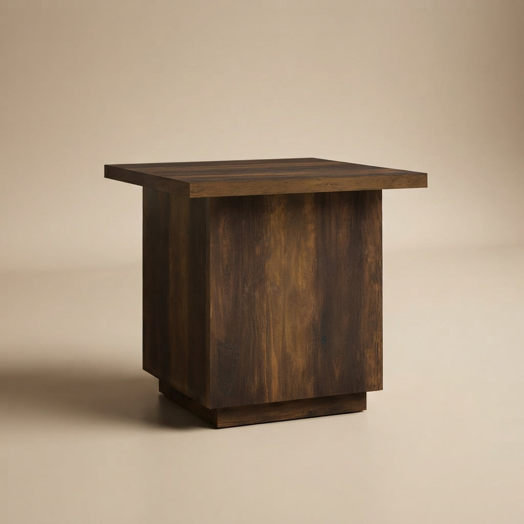 Devar Square Engineered Wood Side End Table Dark Pine