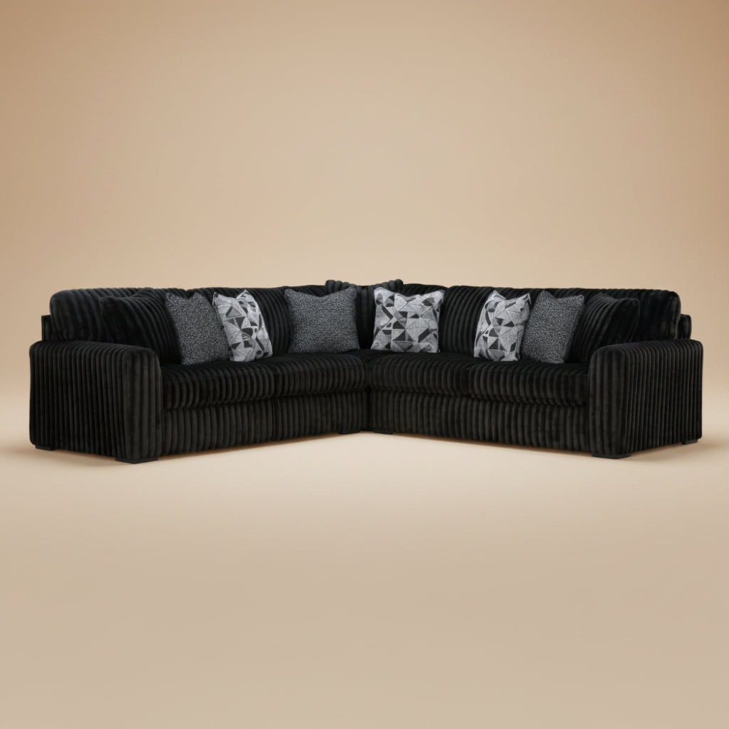 Midnight-Madness 3-Piece Sectional in Jumbo Corduroy