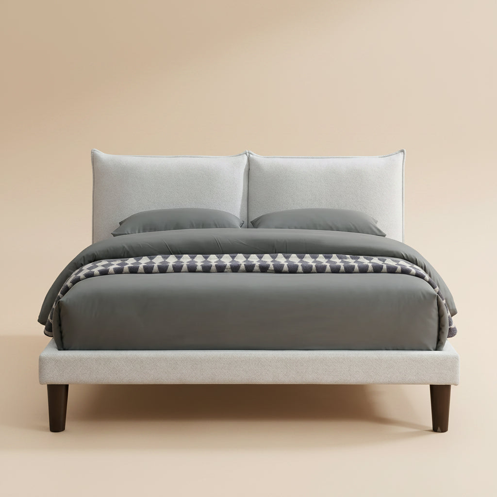 Verwood Contemporary Light Gray Solid Wood Full Platform Bed