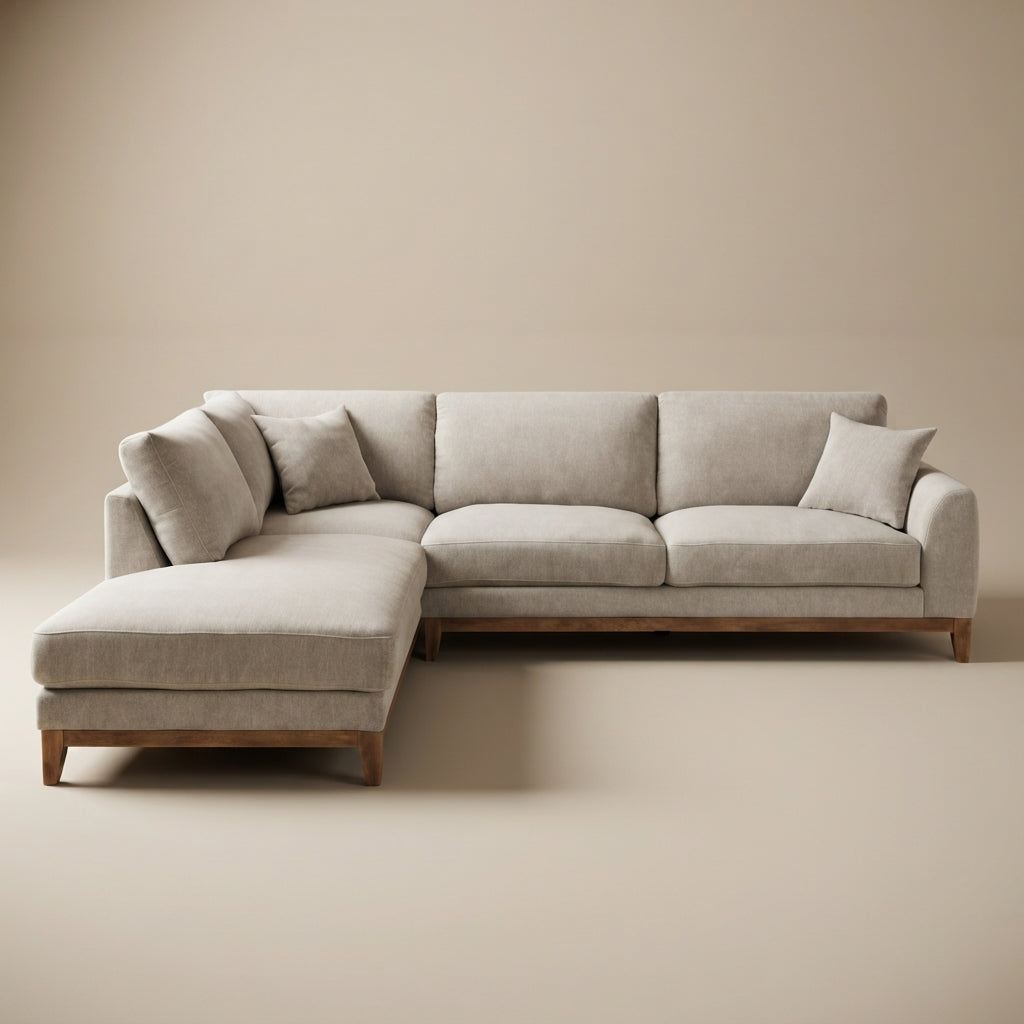 Watton Contemporary Light Gray Chenille 114-Inch Left Sectional Sofa