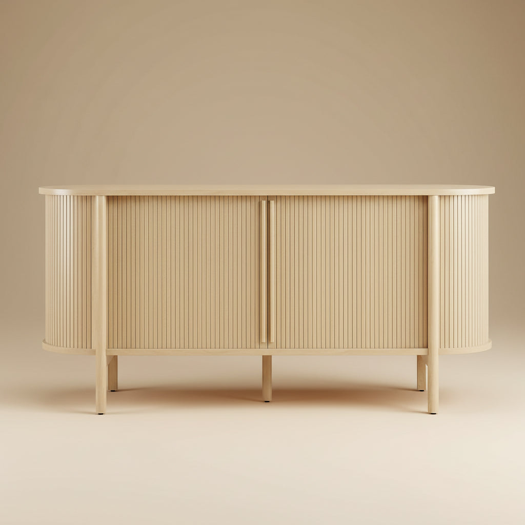 Cadence 63-Inch Curved Sideboard | Fluted Credenza