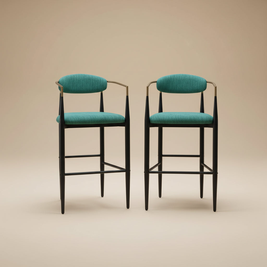 Tina Green Fabric Upholstered Bar Chair (Set of 2)