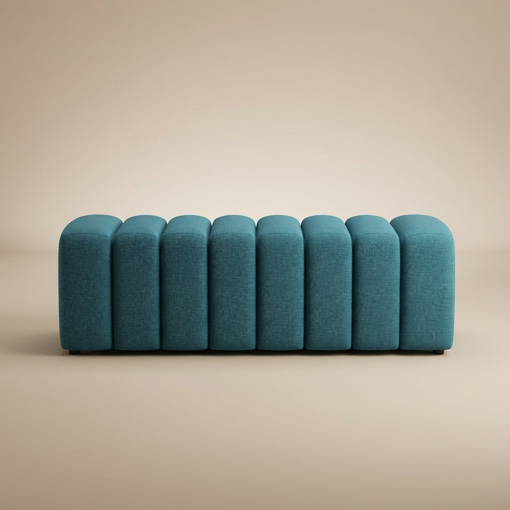 Summer Blue Fabric Upholstered Tufted Accent Bench
