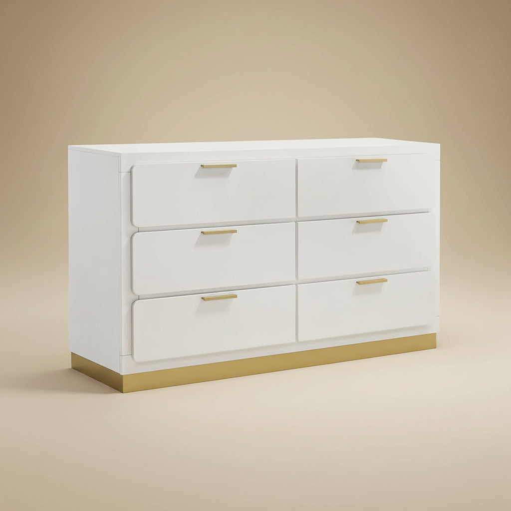 Caraway 6-drawer White Dresser