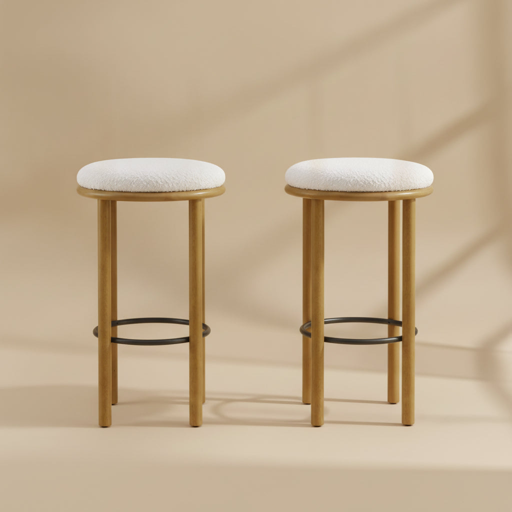 Fable Boucle Fabric Bar Stools Set of 2 by Modway
