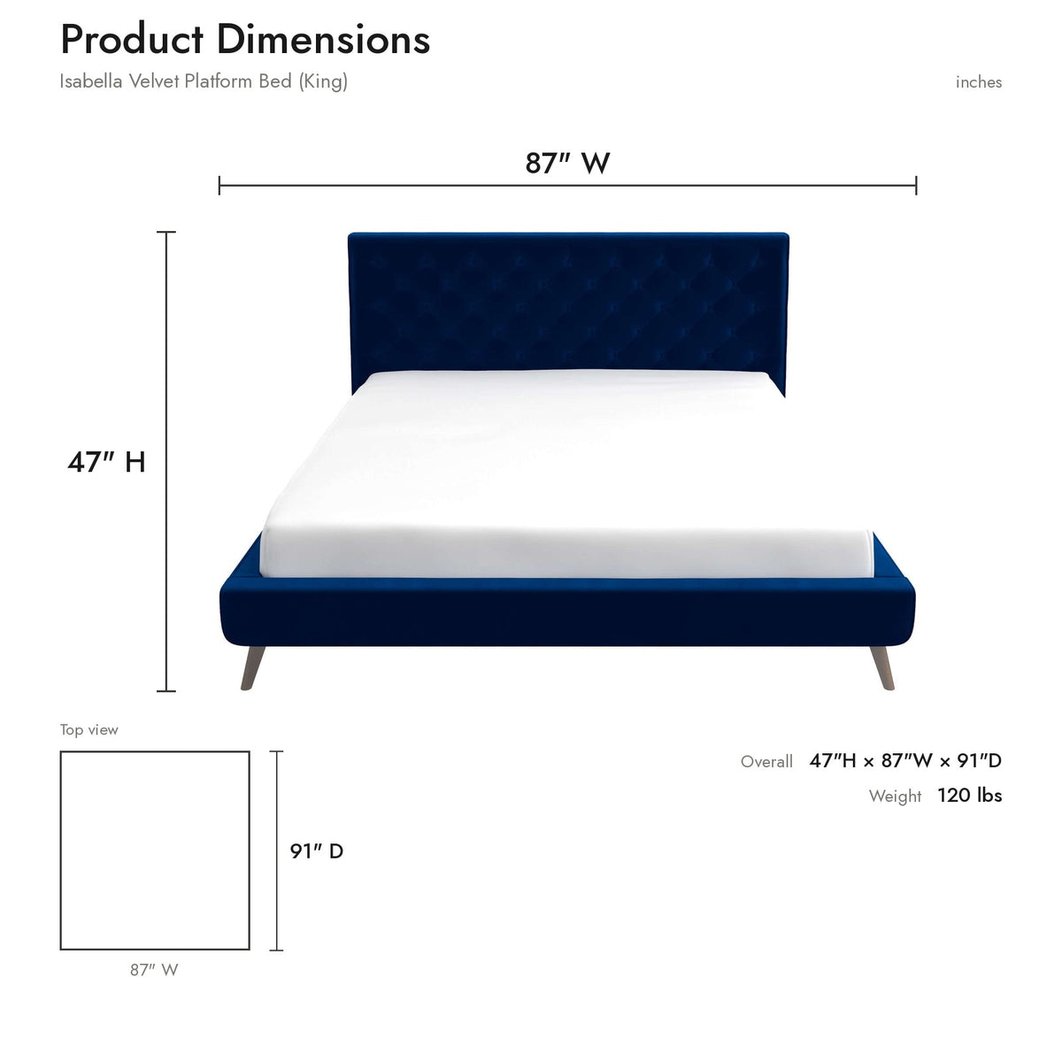 Product dimensions diagram