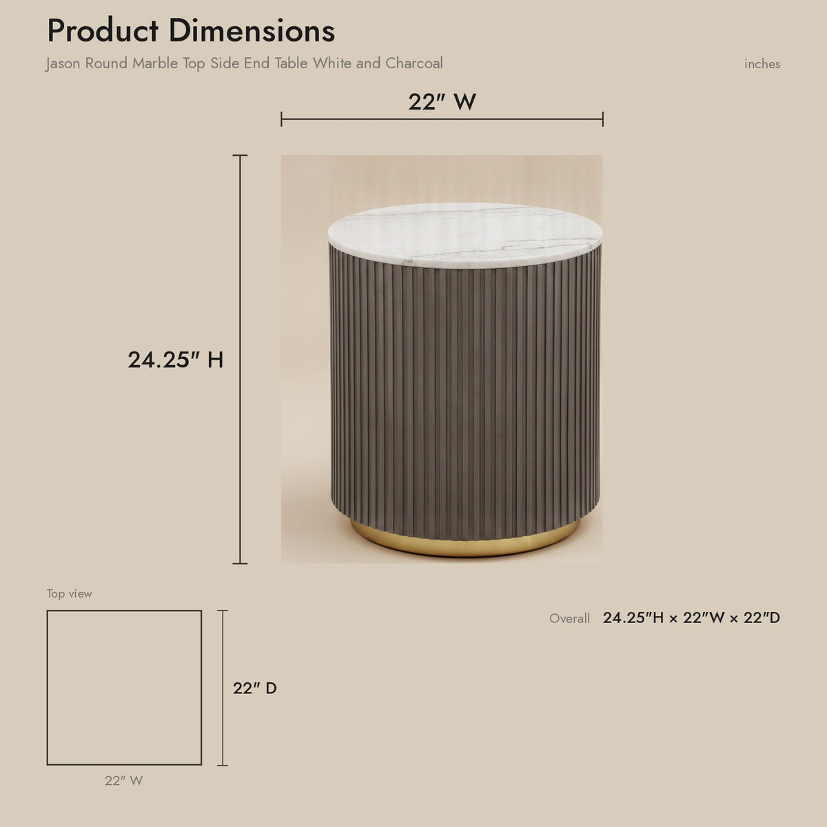 Product dimensions diagram