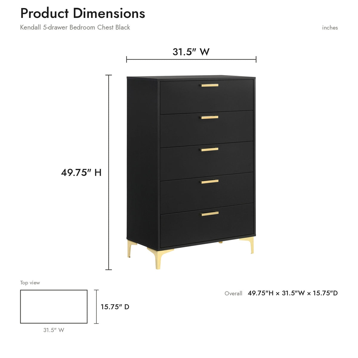 Product dimensions diagram