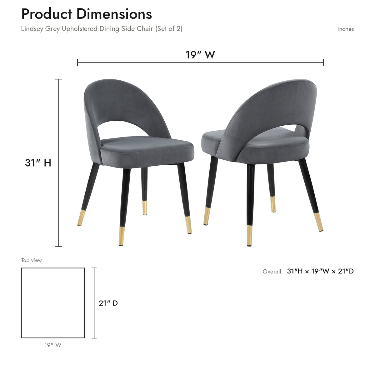 Product dimensions diagram
