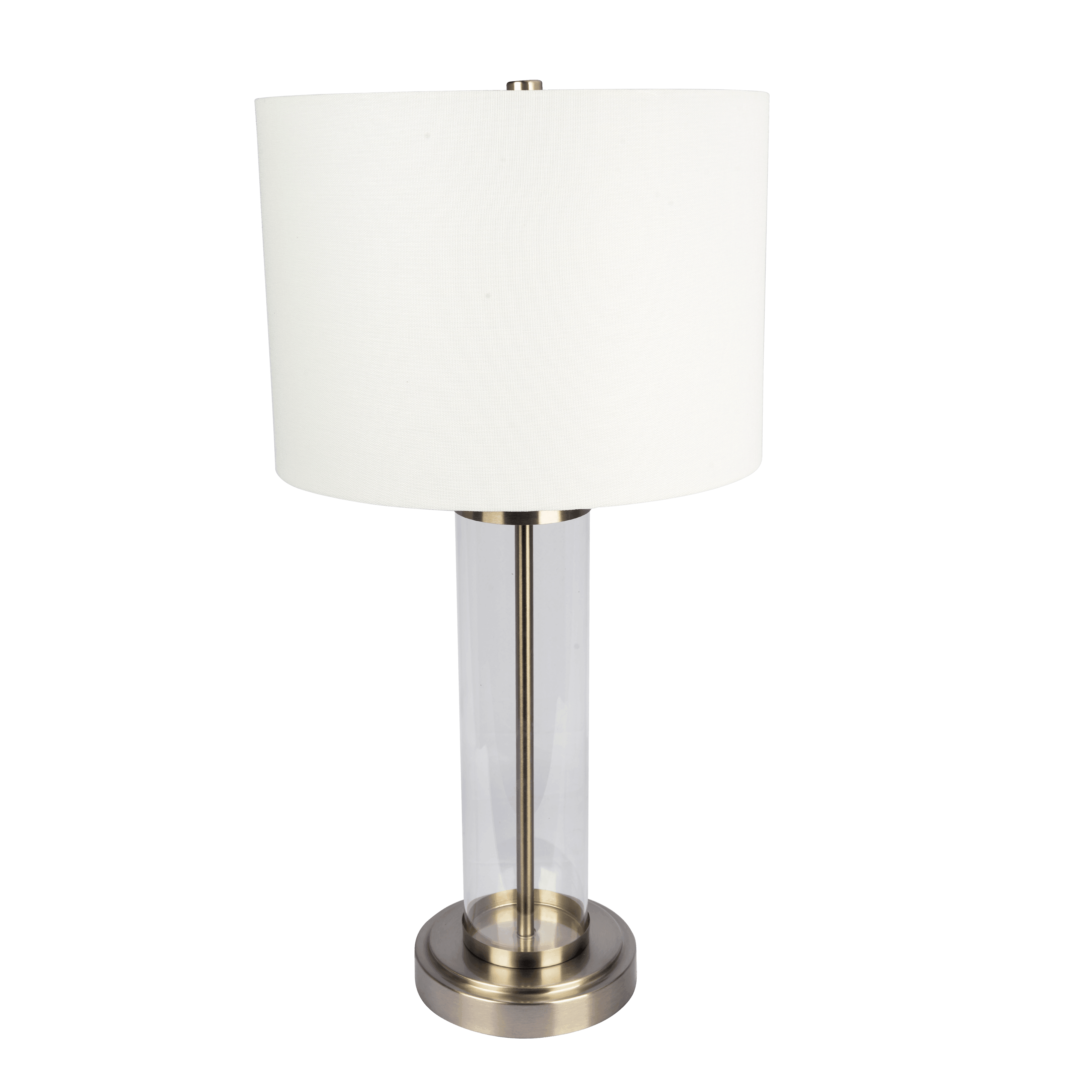 Gemstone Brushed Nickel Table Lamp with On/Off Switch Clear Glass Body Metal Base