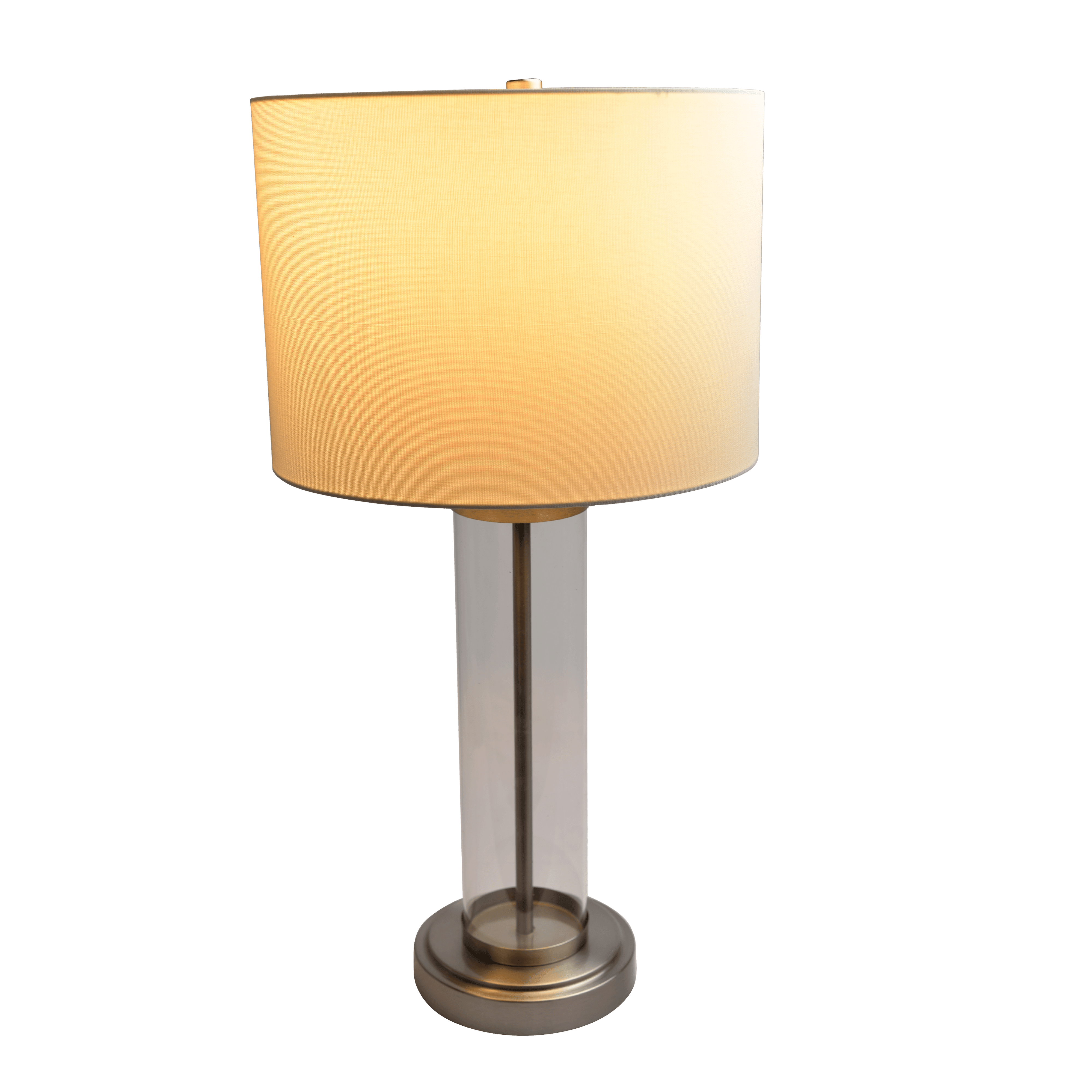 Gemstone Brushed Nickel Table Lamp with On/Off Switch Clear Glass Body Metal Base
