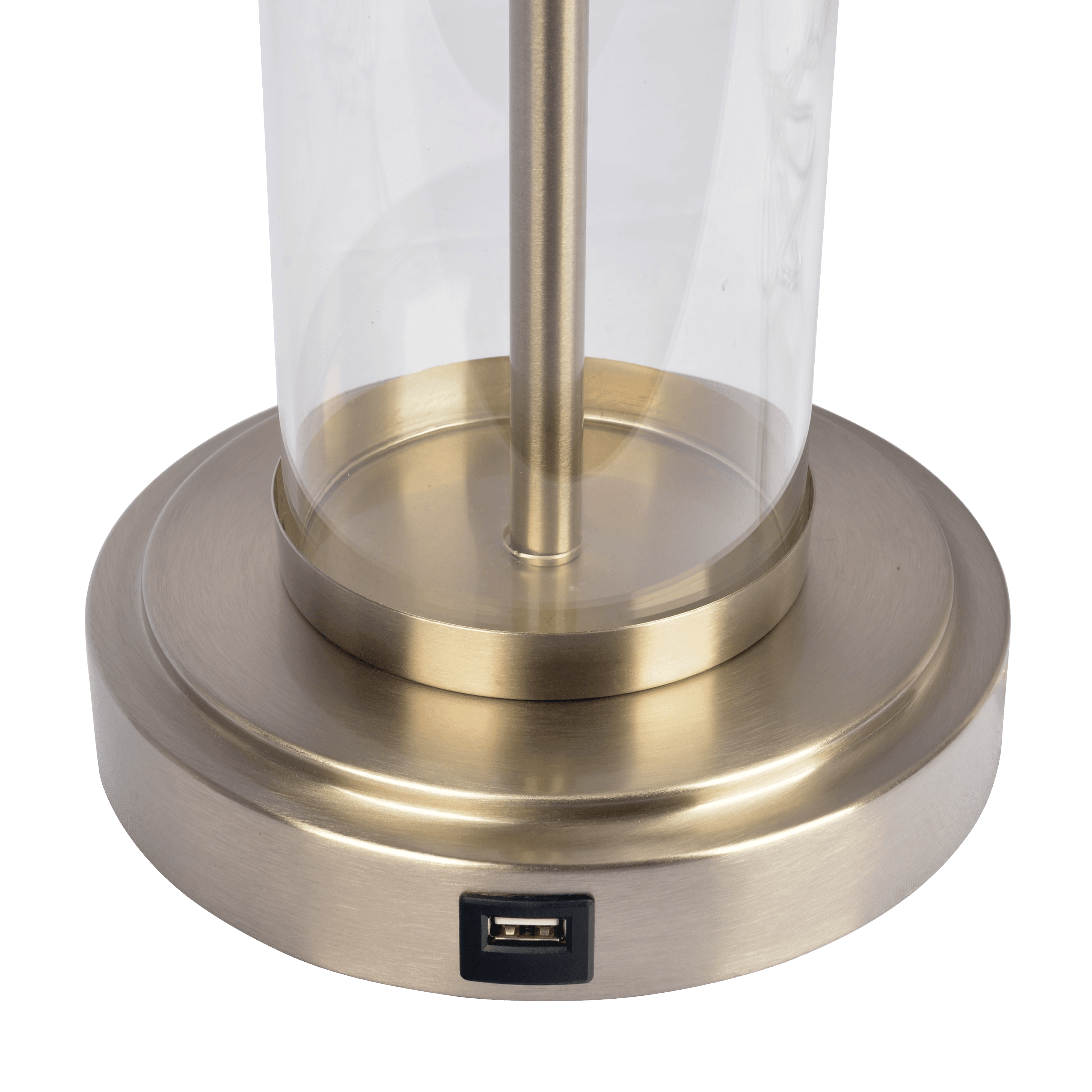 Gemstone Brushed Nickel Table Lamp with On/Off Switch Clear Glass Body Metal Base