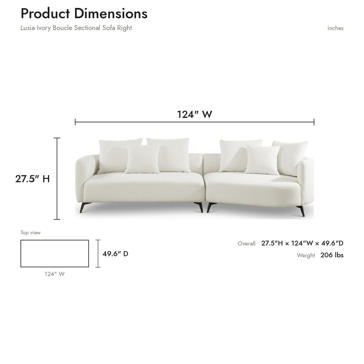 Product dimensions diagram