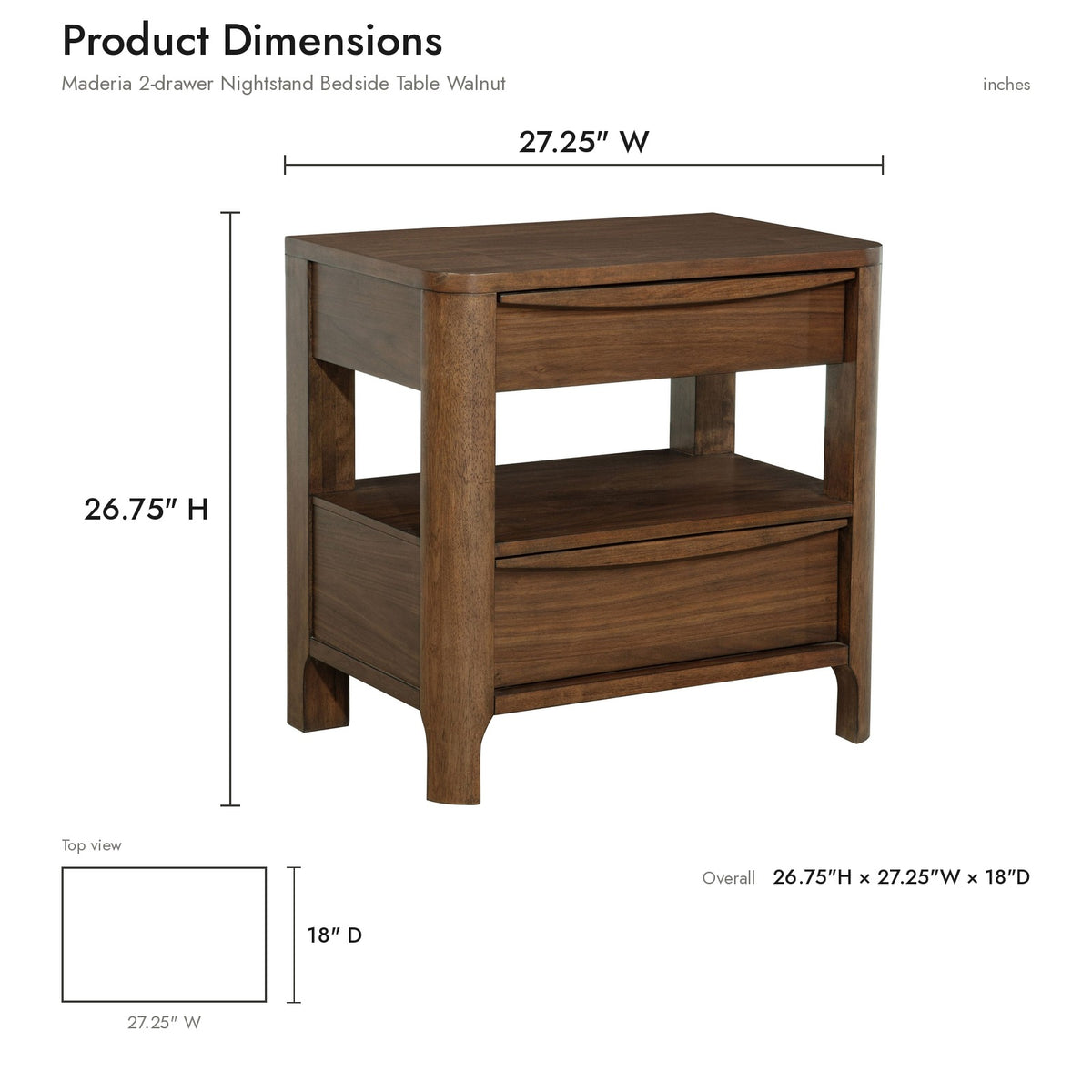 Product dimensions diagram