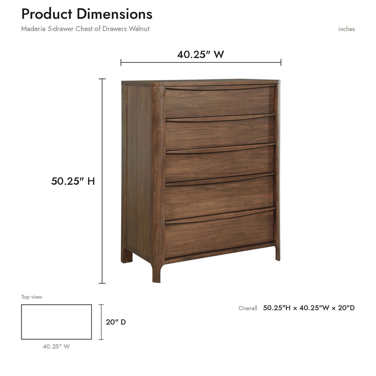Product dimensions diagram