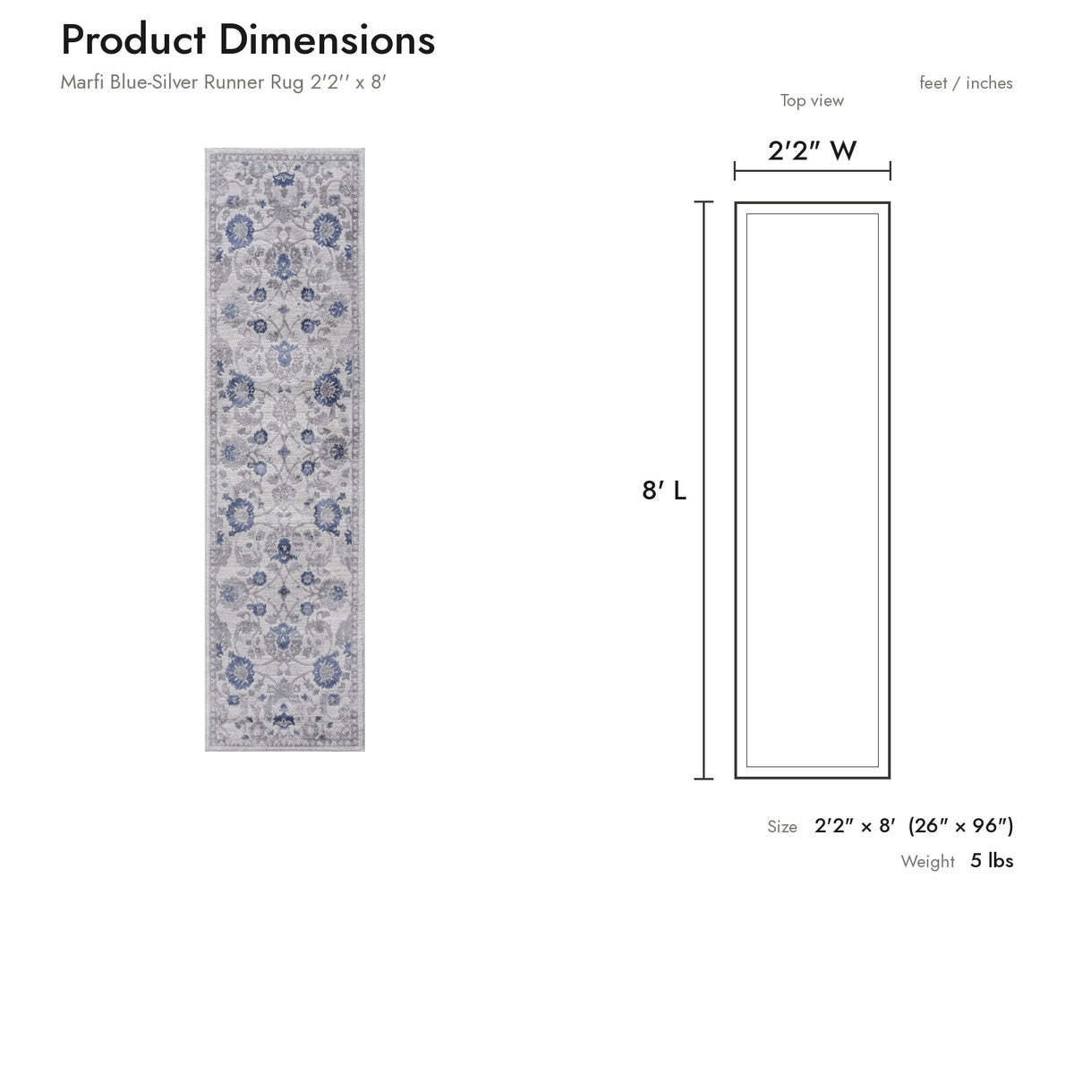 Product dimensions diagram